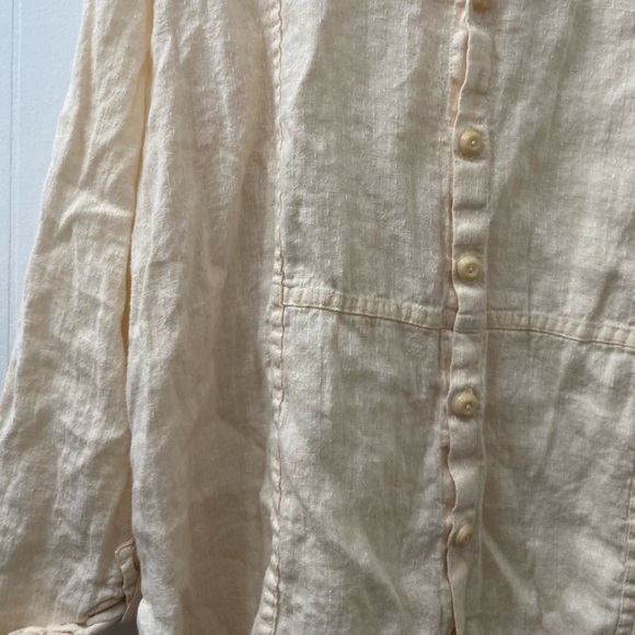Flax Linen oversized button down tunic cream boho - Picture 7 of 9